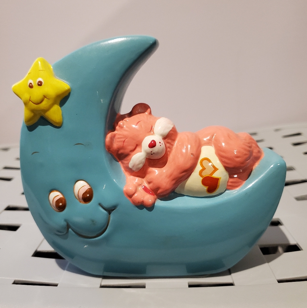 Vintage 1980's Love A Lot Care Bears Blue Moon Coin Bank